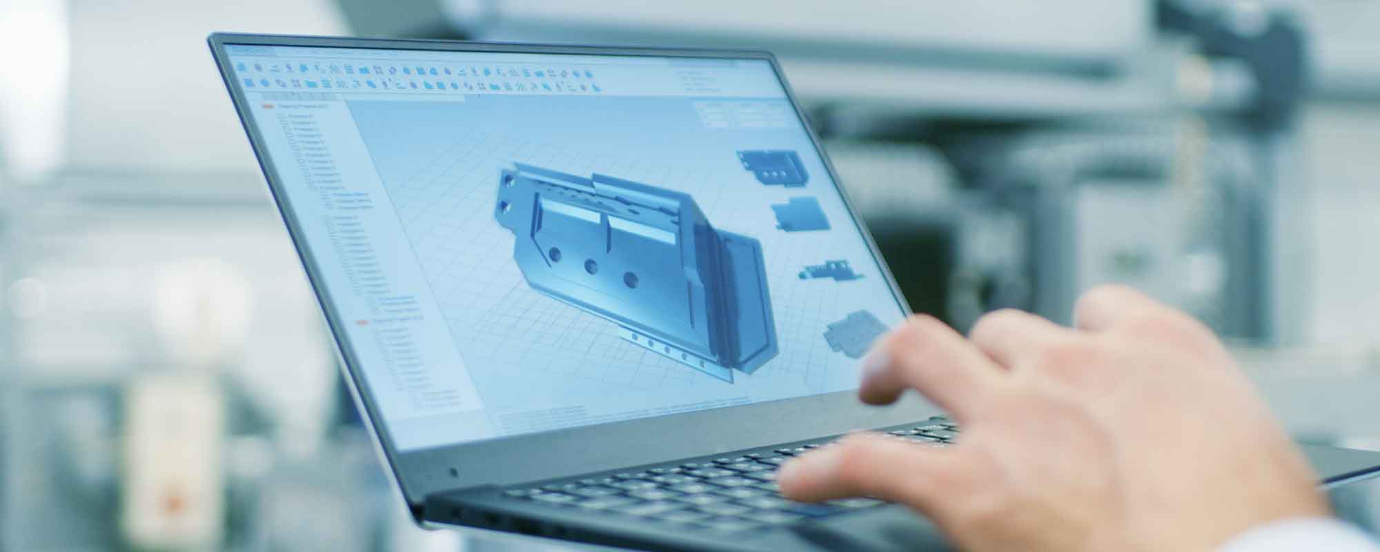 Engineer working with a three-dimensional CAD model