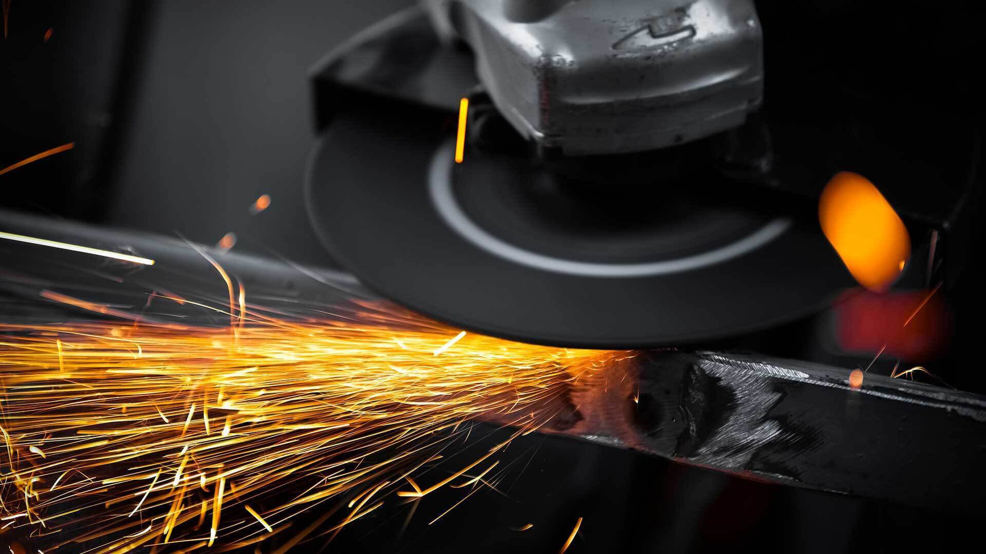 Steel fabrication process producing bright sparks
